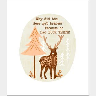 Deer Buck Teeth Pun Punny Funny Posters and Art